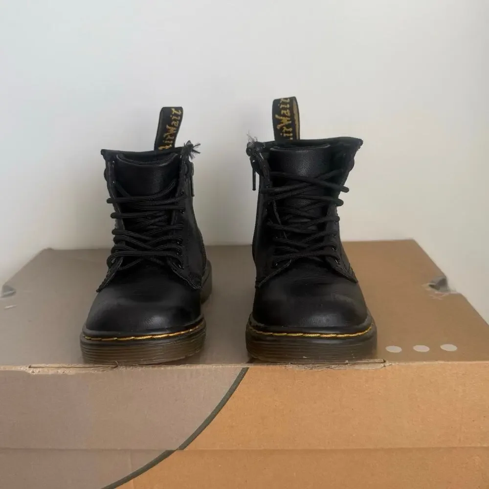 Dr. Martens 1460 Black Leather Lace Up Zip Ankle Boots Toddler - SZ 7 C